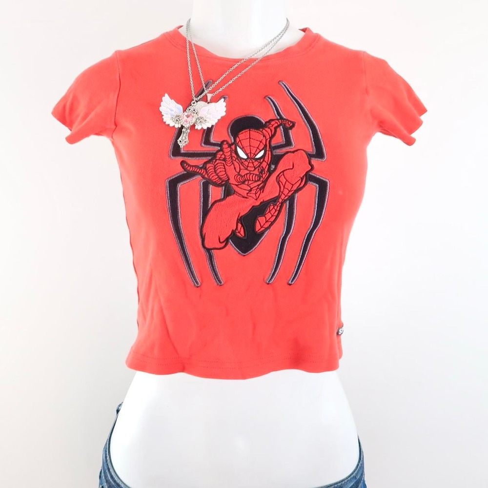 red spider-man graphic baby tee y2k